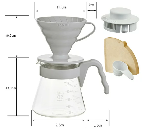 Набор Hario Pearl Grey Set V60 для заваривания кофе с пуровером V60 02, сервером 700 мл и 40 фильтрами (14EDC2EA78B1) - изображение 10