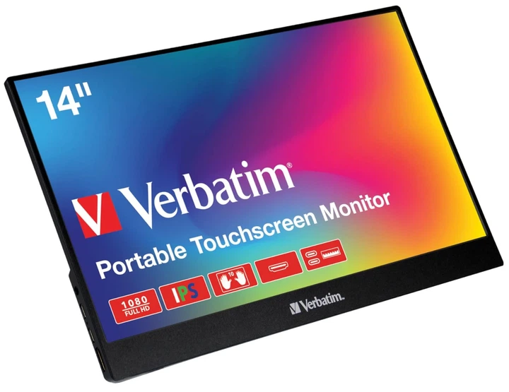 Монітор портативний сенсорний 14" Verbatim PMT-14 Full HD Чорний - зображення 3