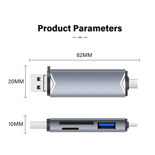 Переходник 6 в 1 (USB, Type-C, Micro-USB, TF, SD), OTG Адаптер-Хаб, концентратор, Hub, разветвитель - изображение 5