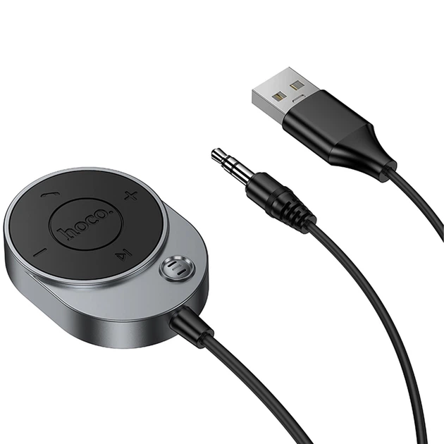 Bluetooth адаптер ресивер для автомобіля та аудіосистем Hoco E150 AUX 3.5 мм з мікрофоном Чорний - зображення 3