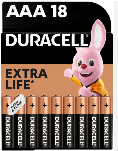 Батарейка Duracell AAA лужні 18 шт. в упаковці (5000394107557 / 81546741) - Фото 1 Батарейка Duracell AAA лужні 18 шт. в упаковці (5000394107557 / 81546741) - зображення 1
