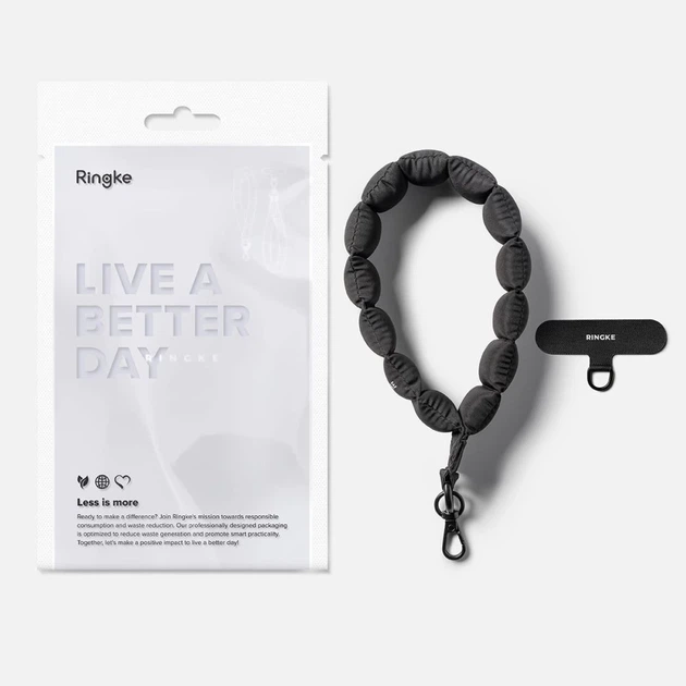 Кільце-тримач Ringke Holder & Puffer Hand Strap Calm Black (8800328813809) - Фото 8 Кільце-тримач Ringke Holder & Puffer Hand Strap Calm Black (8800328813809) - зображення 8