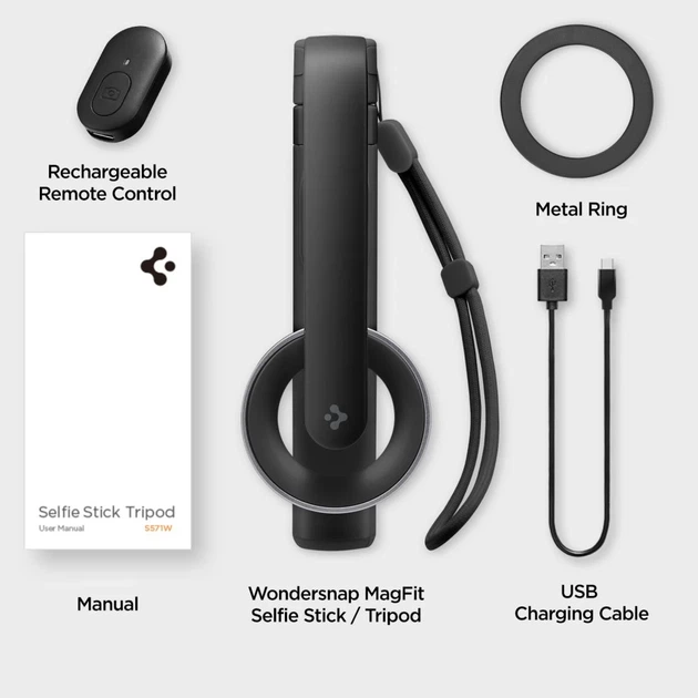 Универсальный штатив Spigen S571W Bluetooth Selfie Stick Tripod Black with MagSafe (AMP07656) - Фото 12 Универсальный штатив Spigen S571W Bluetooth Selfie Stick Tripod Black with MagSafe (AMP07656) - изображение 12