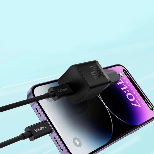 Сетевое зарядное устройство Baseus GaN5 FC 30W USB-C Black (CCGN070401) - Фото 4 Сетевое зарядное устройство Baseus GaN5 FC 30W USB-C Black (CCGN070401) - изображение 4