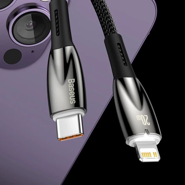 Кабель Baseus Glimmer Series Fast Charge USB-A to Lightning 2m Black (CADH000301) - Фото 11 Кабель Baseus Glimmer Series Fast Charge USB-A to Lightning 2m Black (CADH000301) - зображення 11