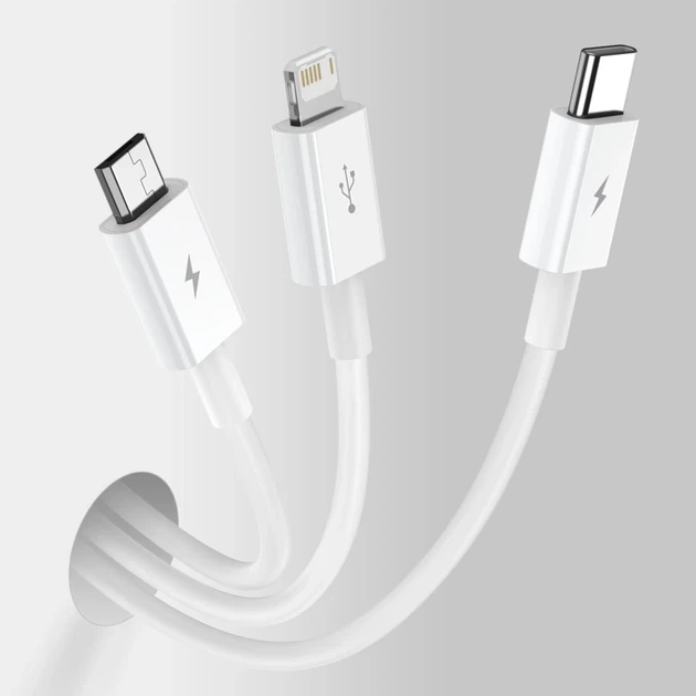 Кабель Baseus Superior Series Fast Charging USB-A to USB-C/Lightning/Micro-USB 1.5m White (CAMLTYS-02) - Фото 11 Кабель Baseus Superior Series Fast Charging USB-A to USB-C/Lightning/Micro-USB 1.5m White (CAMLTYS-02) - изображение 11
