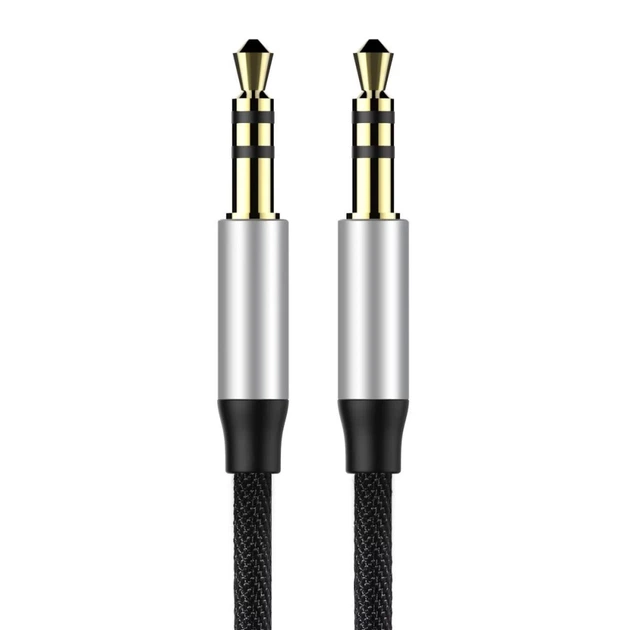 Кабель Baseus Yiven M30 Stereo AUX 3.5mm Male Mini Jack 1.5m Black/Silver (CAM30-CS1) - изображение 2