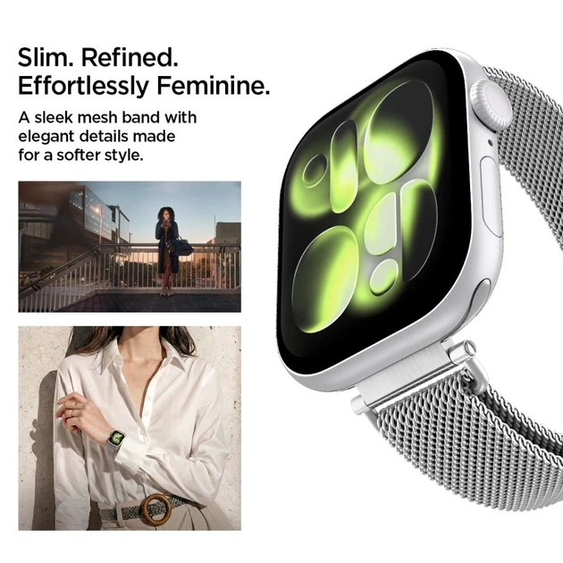 Ремінець Spigen WBM4 Band для Apple Watch Series 11/10 42 mm | Series 9/8/7 41 mm | 6/5/SE 40 mm | 3/2/1 38 mm Silver (AMP10498) - зображення 6