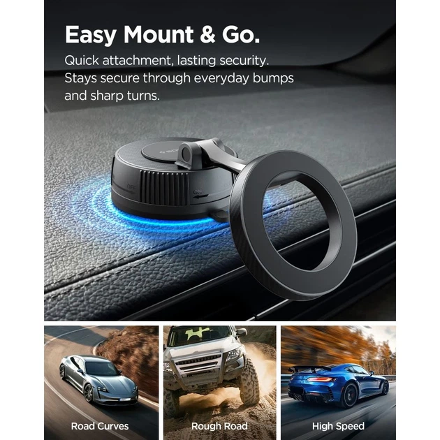 Автотримач Spigen MFT36 Vacuumlock Magnetic Dashboard Car Mount Black with MagSafe (ACP11172) - Фото 10 Автотримач Spigen MFT36 Vacuumlock Magnetic Dashboard Car Mount Black with MagSafe (ACP11172) - зображення 10