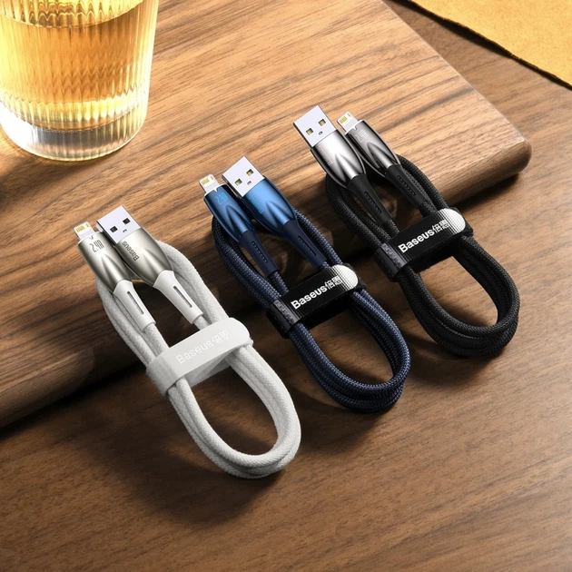 Кабель Baseus Glimmer Series Fast Charge USB-A to Lightning 2m Black (CADH000301) - Фото 8 Кабель Baseus Glimmer Series Fast Charge USB-A to Lightning 2m Black (CADH000301) - зображення 8