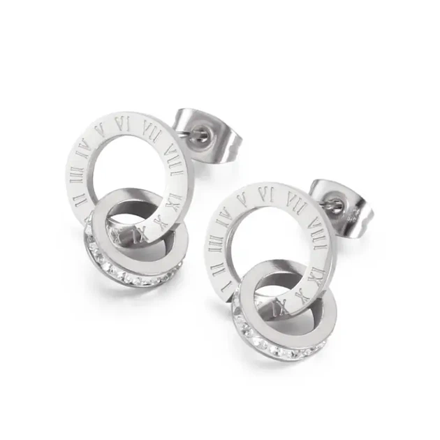 Сережки у стилі Bvlgari подвійне кільце (Silver) - Фото 2 Сережки у стилі Bvlgari подвійне кільце (Silver) - зображення 2
