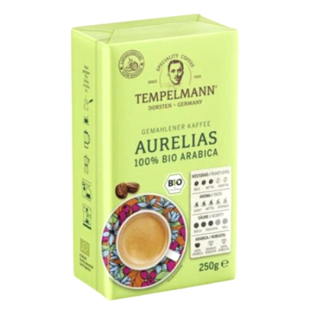 Кава мелена Tempelmann Aurelias 100% Bio Arabica, 250 г - Фото 1 Кава мелена Tempelmann Aurelias 100% Bio Arabica, 250 г - зображення 1