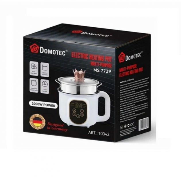 Электрическая кастрюля-пароварка Электрокастрюля DOMOTEC MS-7729 1,8л 2000 Вт Белый - Фото 8 Электрическая кастрюля-пароварка Электрокастрюля DOMOTEC MS-7729 1,8л 2000 Вт Белый - изображение 8