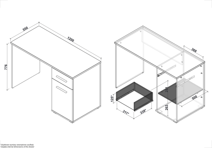 Стіл Halmar Lima B-1 з висувним ящиком 120 × 55 × 77 см Білий (V-PL-LIMA-B1-BIAŁY) (5905248102750) - зображення 2