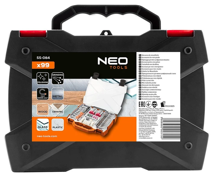 Набір аксесуарів NEO Tools  для міні-шліфувальної машини 99 шт. (5906692003150) - зображення 6