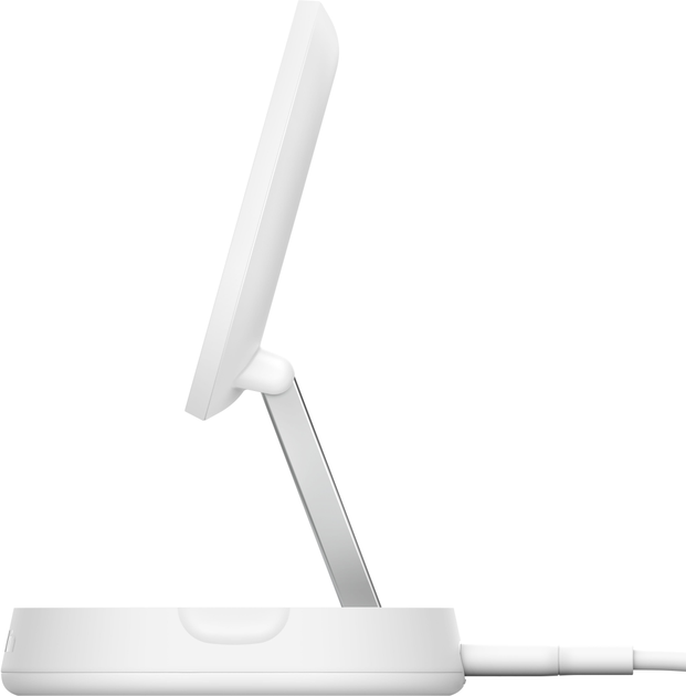 Зарядний пристрій бездротовий Belkin 15Вт Magnetic Stand Qi2, адаптер 20Вт USB-C, білий - изображение 5