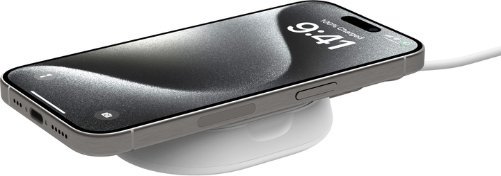 Зарядний пристрій бездротовий Belkin 15Вт Magnetic Stand Qi2, адаптер 20Вт USB-C, білий - изображение 6