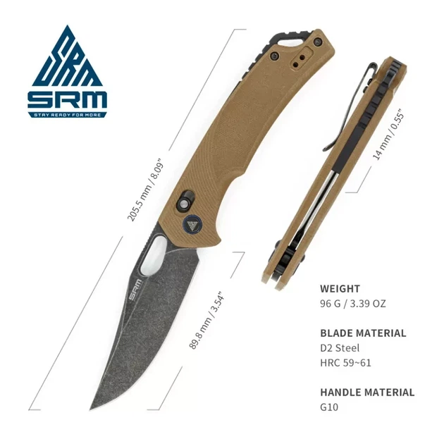 Ніж складаний SRM Retriever 9201-GW, коричневий - зображення 6