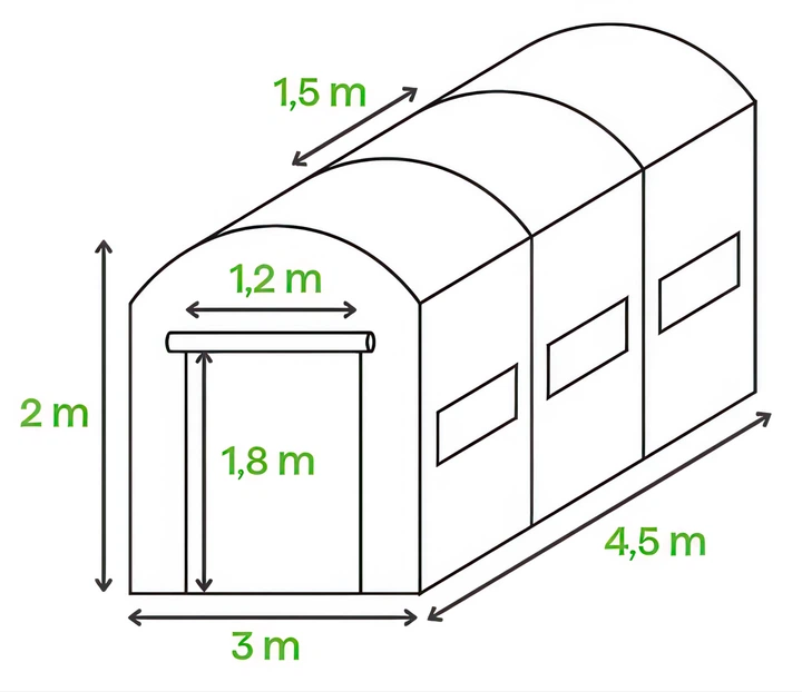 Теплиця Парник Тунель 3x4,5x2 - 13,5 м2 Зелений Focus Garden - изображение 6