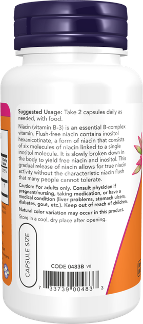 Дієтична добавка Now Foods Flush-Free Ніацин 250 мг 90 капсул (733739004833) - зображення 3