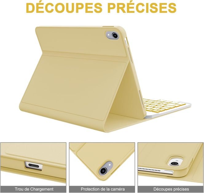 Чехол-клавиатура JADEMALL для iPad 10 (10.9", 2022, A2696/A2757/A2777), Bluetooth, QWERTZU, съемная, желтый - изображение 7
