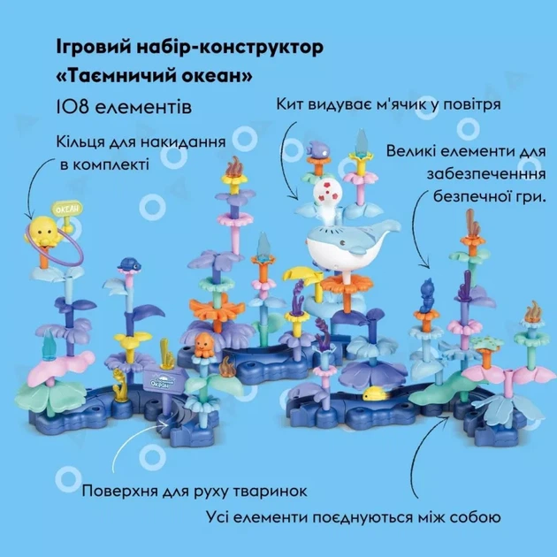 Ігровий набір-конструктор OTAMANKO Flower Таємничий океан з китом-левітатором та ігровими фігурками 108 деталей (5320370) - зображення 2