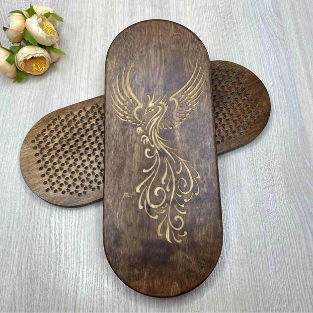 Дошка Садху для йоги з цвяхами мідь-цинк з березової фанери "Жар-птиця" крок цвяхів 10 мм 350х140х30/15 мм Коричнева (sadhu-fanera-79) - Фото 4 Дошка Садху для йоги з цвяхами мідь-цинк з березової фанери "Жар-птиця" крок цвяхів 10 мм 350х140х30/15 мм Коричнева (sadhu-fanera-79) - зображення 4