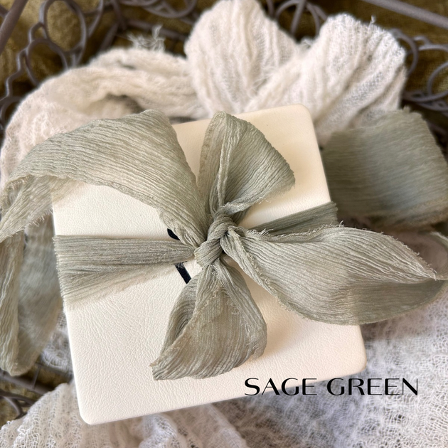Декоративна стрічка з жатого шовку VTILENE, Sage green, 1.5 см, 3 м - зображення 3