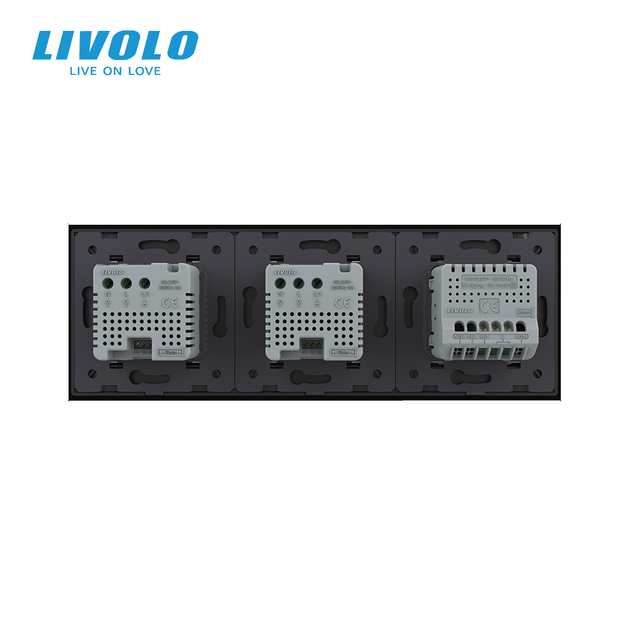 Терморегулятор двойной с сенсорным выключателем LIVOLO, черный, стекло - изображение 4
