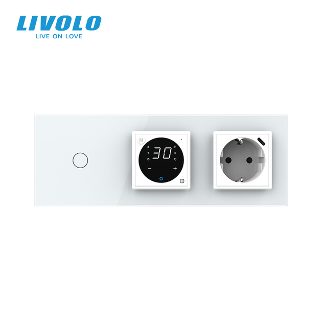 Умный терморегулятор LIVOLO программируемый, проходной выключатель, розетка USB Type-C 18 Вт, белый, стекло - изображение 3