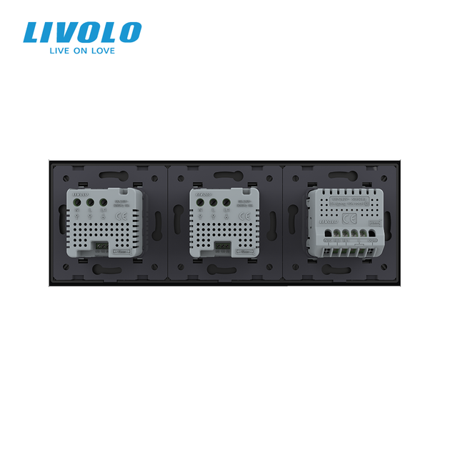 Умный двойной терморегулятор LIVOLO с управлением с телефона, выключатель 2-клавишный, черный, стекло - изображение 4