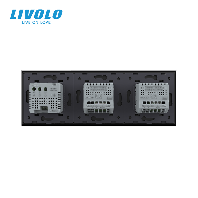 Сенсорный терморегулятор для тёплого пола LIVOLO с двойным сенсорным выключателем (1-1), чёрный, стекло - изображение 4