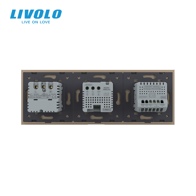 Терморегулятор для теплого пола LIVOLO с сенсорным выключателем и розеткой USB Type-C 18 Вт, золото, стекло - изображение 4