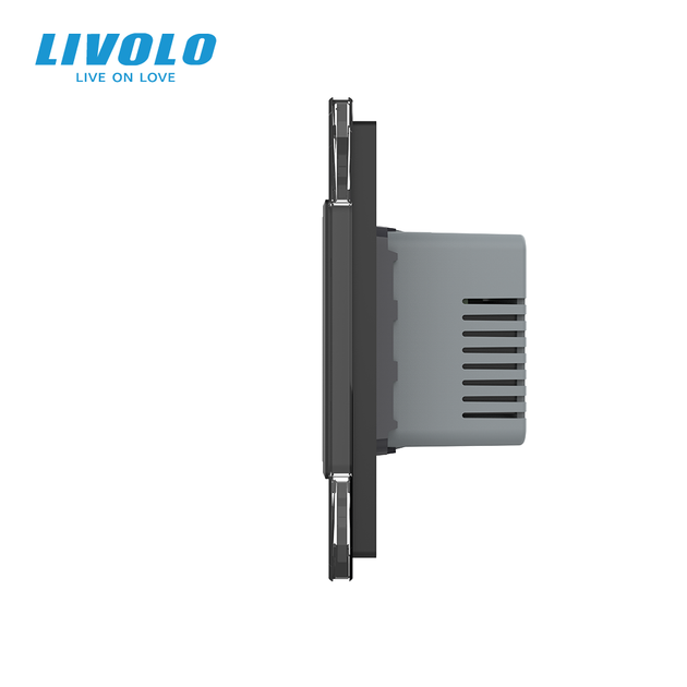 Умный терморегулятор LIVOLO с управлением с телефона, двойной проходной выключатель, черный, стеклянная рамка - изображение 3