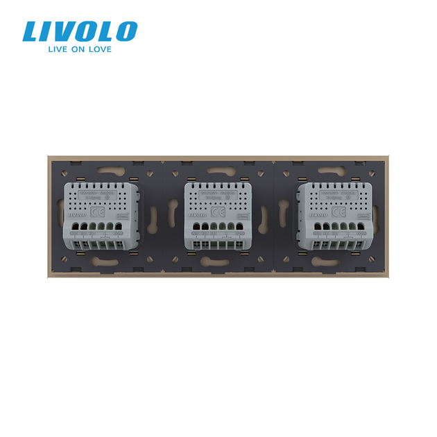 Розумний сенсорний димер LIVOLO 3 сенсори (1-1-1), золотий, скло, 2A 230V - зображення 4