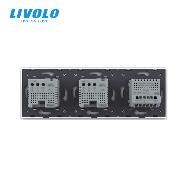 Умный двойной терморегулятор LIVOLO с управлением с телефона, выключатель 2-клавишный, белый, стекло - изображение 4