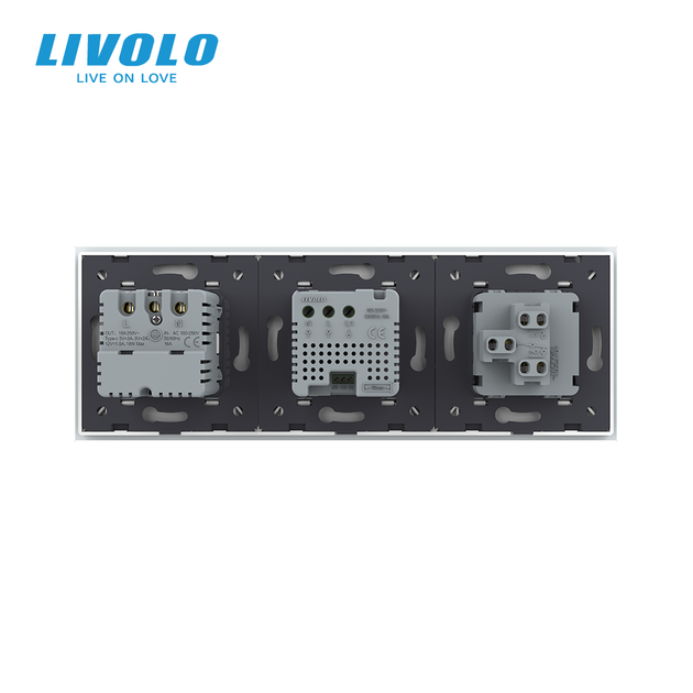 Терморегулятор сенсорний для теплої підлоги + вимикач + USB Type-C 18Вт LIVOLO, білий скляний - зображення 4