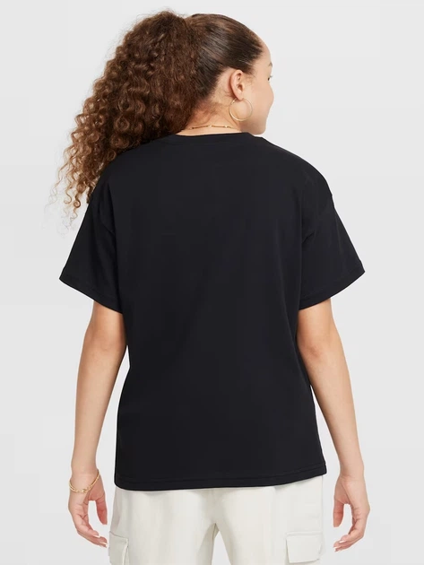 Підліткова футболка для дівчинки Nike G Nsw Tee Boy Essntl Lbr FZ5539-010 M (137-147) Чорна (197596920307) - зображення 2