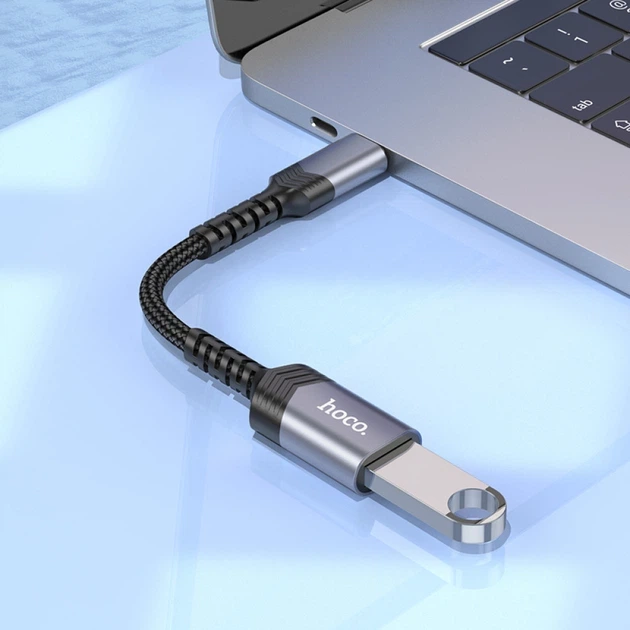 Adapter OTG USB C To USB Hoco UA24 — Metal Gray (777102) - изображение 5