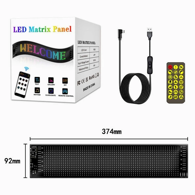 Гнучка LED панель для авто 37,4х9,2см з Bluetooth та USB чорного кольору для підсвічування скла авто - Фото 4 Гнучка LED панель для авто 37,4х9,2см з Bluetooth та USB чорного кольору для підсвічування скла авто - зображення 4