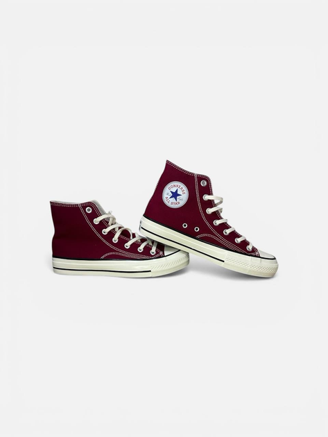 Жіночі кеди високі з вишивкою Converse бордові 41 - Фото 4 Жіночі кеди високі з вишивкою Converse бордові 41 - зображення 4