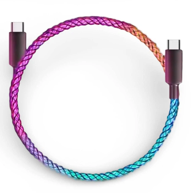 Кабель с RGB подсветкой для зарядки телефона Type-C + Type-C 100W 6A PD Fast Charge быстрая зарядка и передача данных для MacBook Samsung Xiaomi планшета 1м - изображение 2