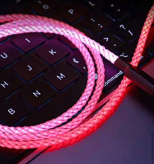 Кабель с RGB подсветкой для зарядки телефона Type-C + Type-C 100W 6A PD Fast Charge быстрая зарядка и передача данных для MacBook Samsung Xiaomi планшета 1м - изображение 8