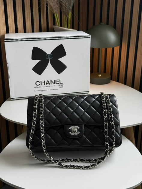 Жіноча сумка Chanel еко шкіра Flap Bag Shoulder Bag Чорна 25×16×6 см (LUX1376) - Фото 1 Жіноча сумка Chanel еко шкіра Flap Bag Shoulder Bag Чорна 25×16×6 см (LUX1376) - зображення 1