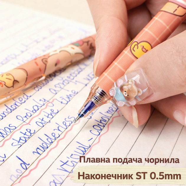Гелеві ручки для письма Капібара 6 шт синя стираюча автоматична тонка красива мила ручка незвичайний прикольний канцелярський набір для школи - Фото 2 Гелеві ручки для письма Капібара 6 шт синя стираюча автоматична тонка красива мила ручка незвичайний прикольний канцелярський набір для школи - зображення 2