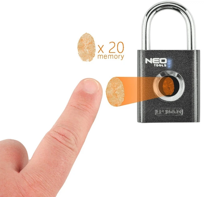 Inteligentna kłódka na odcisk palca NEO Tools 85-000 (5906692018437) - obraz 7