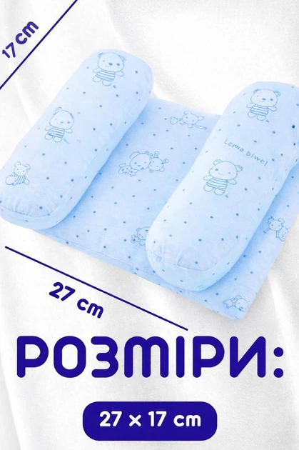 Подушка для новорожденных детей регулируемая ортопедическая «Мишки» 17×27 см Голубая - Фото 3 Подушка для новорожденных детей регулируемая ортопедическая «Мишки» 17×27 см Голубая - изображение 3
