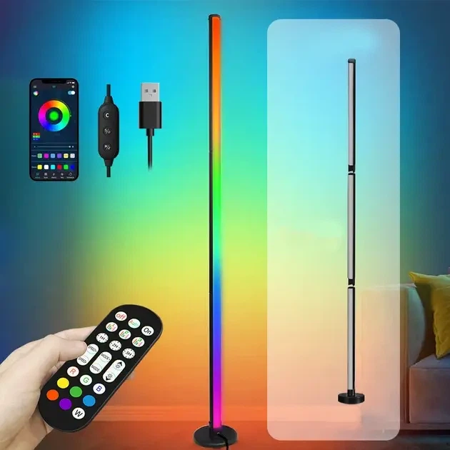 Світлодіодний RGB торшер підлоговий Splicing Floor Lamp 120 см (2 шт) з пультом керування та режимами підсвітки - Фото 4 Світлодіодний RGB торшер підлоговий Splicing Floor Lamp 120 см (2 шт) з пультом керування та режимами підсвітки - зображення 4