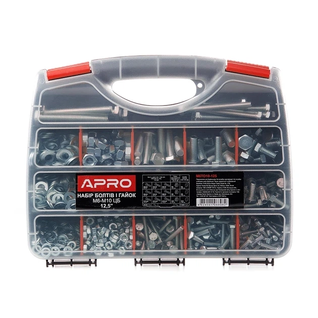 Набор болтов и гаек M6–M10 (ЦБ) 12,5'' 320х260х60мм APRO - изображение 2