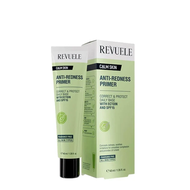 Праймер-коректор для обличчя проти почервоніння SPF15 Revuele Anti-Redness зелений, 40 мл - Фото 1 Праймер-коректор для обличчя проти почервоніння SPF15 Revuele Anti-Redness зелений, 40 мл - зображення 1